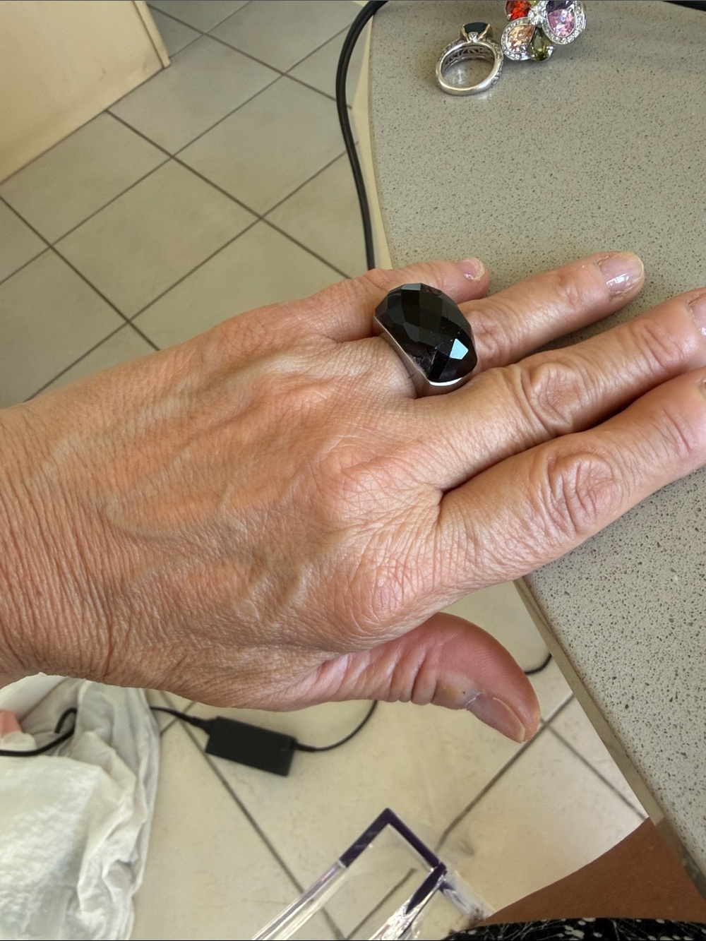 Black Faceted Smart Ring - Unbranded Electronics Wearable